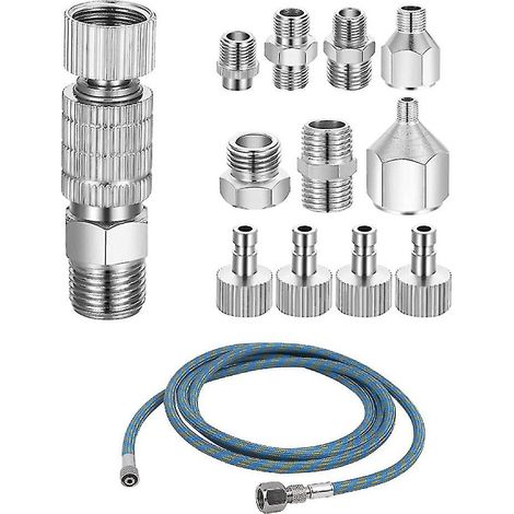 Kit adaptateur pour aérographe, kit adaptateur à dégagement rapide, tuyau tressé en nylon, pour compresseur et air comprimé (1/5)
