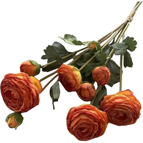 Bouquet de fleurs artificielles à 9 têtes pour une utilisation décorative d'intérieur dans des environnements résidentiels ou d'événements avec construction et aspect naturel (couleur caramel) (1/5)