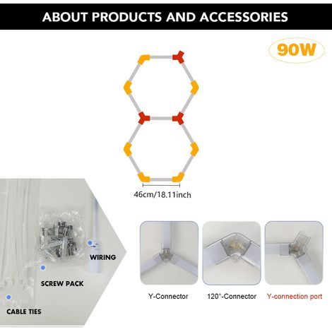 90W LED Hexagon-Deckenleuchte, Modulares Garagenlicht, Helle Werkstattbeleuchtung für Autoaufbereitung, Garage und Detailing