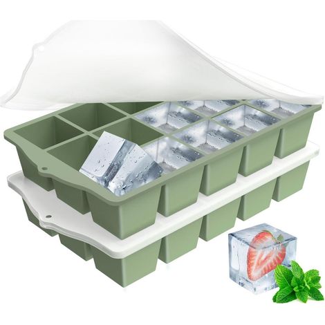 Eiswürfelform Silikon mit Deckel, 2 Stück, BPA Frei, Stapelbar (1/5)