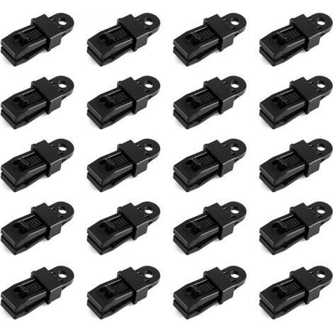 Pack of 20 tensioning clips for tarpaulins or canvases - Black - Linxor (1/4)
