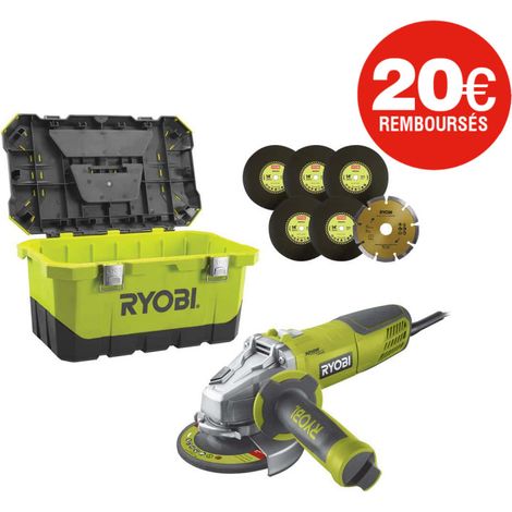 Meuleuse d'angle RYOBI - 1010W - 125mm - 1 coffret de rangement - RAG1010-125TA6 (1/5)