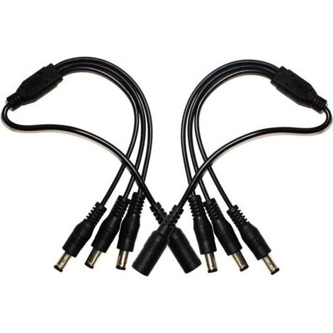 2-Pack 1 vers 3 Voies Port DC Power Splitter câble Pigtail pour caméra de vidéosurveillance DVR NVR Bande Eclairage DC 5.5mm x 2.1mm (1/5)