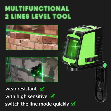 Niveau Laser multifonctionnel à 2 lignes, outil de nivellement de grande fenêtre avec auto-nivellement à 3 ° et fonction d'alarme sonore et lumineuse (1/5)