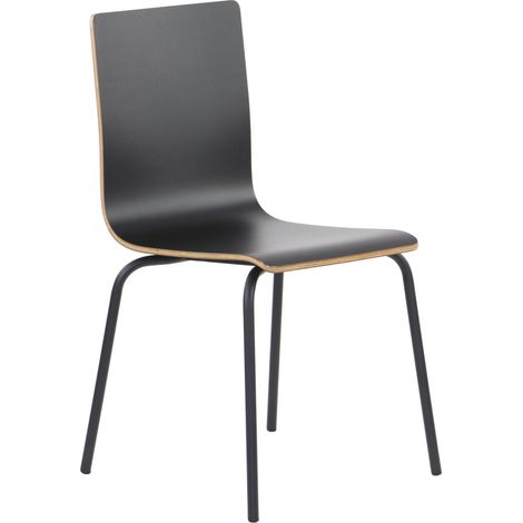 Silla de madera contrachapada negra con estructura negra. Modelo Werdi B. (1/5)