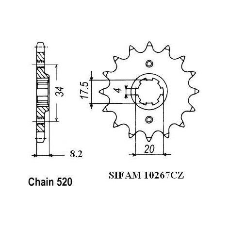 Pignon 250 Xlr Md11 - 520 - 13 Dents - Similaire JTF287