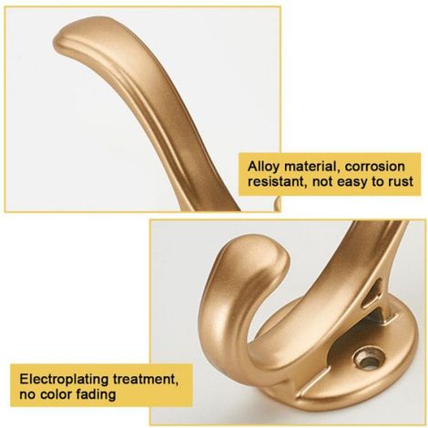 5 Pcs Crochets et Patères pour Maison, Gold Patères Portemanteaux pour Entrée, Aluminium Porte Manteau Mural,pour L'entrée,Garage (1/5)