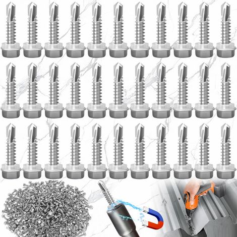 120 Pièces Vis Autoperceuses Hexagonales, Vis à Tôle Galvanisées, Vis Autoperceuse M4,2x16mm, Vis Hexagonales à Tôle, Vis Autoperceuse Avec Rondelle d'Étanchéité, Vis De Toiture En Métal (1/5)