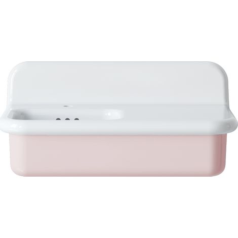 Lavabo retro asimétrico de cerámica de 80 cm - True Colors Lite - Rosa pastel (1/4)