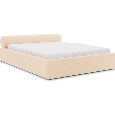Billy - lit coffre - 140x190 cm - en tissu texturé - sommier inclus - beige (1/5)