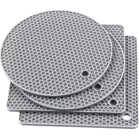 Lot de 4 tapis de protection en silicone gris résistant à la chaleur (1/5)