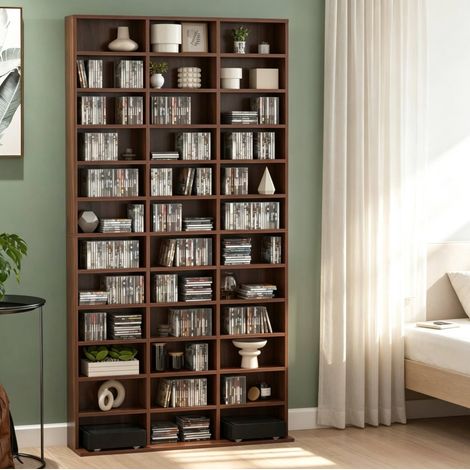 Mobile contenitore CD regolabile 102x23.5x195 cm, 36 scomparti, MDF, marrone (1/5)