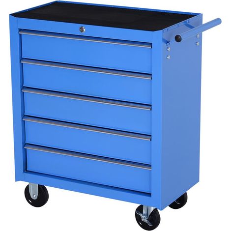 CARRELLO DA OFFICINA CON 5 CASSETTI PORTAUTENSILI DA LAVORO 67.5X33X77CM (1/5)
