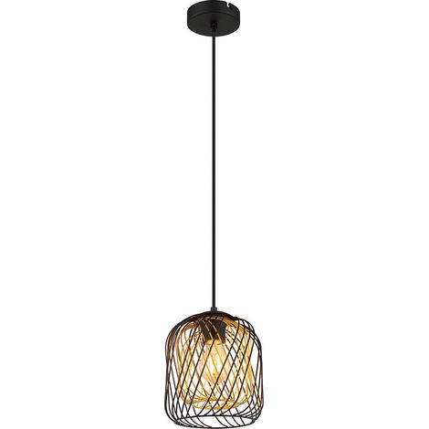 Pendelleuchte Hängelampe Deckenleuchte Esszimmerlampe Metall Schwarz D 18 cm