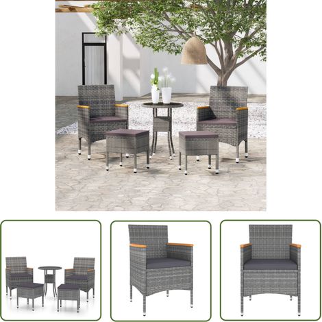 The Living Store 5-tlg. Garten-Lounge-Set Poly Rattan Grau - Gartenmöbel - Loungesessel - Outdoor Möbel - Gartenloungeset - Rattan Gartenmöbel (1/5)