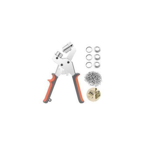 Pince à œillets avec 100 Pièces (Ø intérieur 8 mm) œillets en Métal,Ensemble Professionnel de Perforateur d'œillets pour Cuir Tissu Bâche Rideau PVC (1/5)