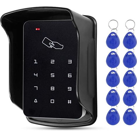 125KHz Clavier de Contrôle d'accès Numérique avec Couvercle Étanche Adapté à l'Extérieur pour le Système de Sécurité Domestique + 10 Touches Bleues (T22) (1/5)