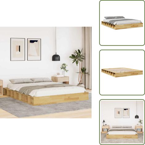 vidaXL Cadre de lit sans matelas 140x200 cm bois massif de chêne