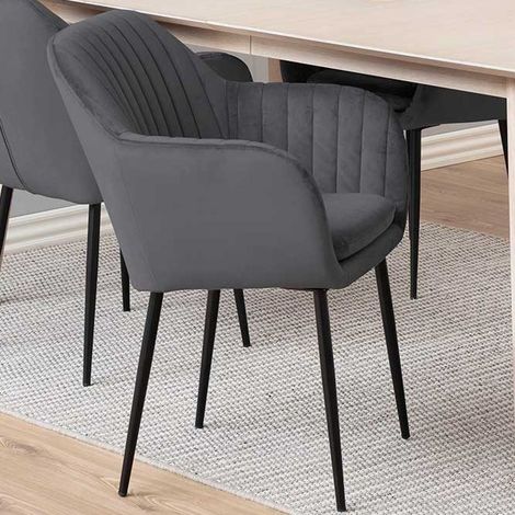 Chaise avec accoudoirs Hermeline - gris foncé/noir (1/5)