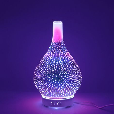 Diffuseur d'huiles essentielles 120 ML – Humidificateur d'air ultrasonique – Arrêt automatique – Lumières LED 7 couleurs – Pour bureau et spa - 3D-Glass (1/5)