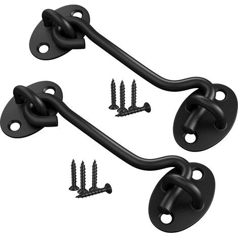 Set di 2 ganci per porta cabina, chiusura a scatto in acciaio inox resistente da 100 mm, gancio ad occhiello e chiusura per garage, porta, finestra (4 pollici) (1/5)