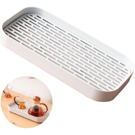 2 pièce Égouttoir à Vaisselle, Égouttoir à Vaisselle à 2 Etages, Support Plateau D'Égouttement, Double Couche Amovible pour Couverts, Tasses pour évacuer l'eau (33 x 16 x 4 cm) (1/5)