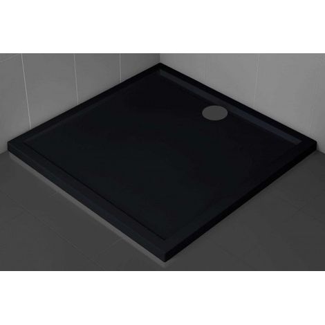 Receveur de douche carré NOVELLINI OLYMPIC noir 80x80 cm avec bonde H 4,5cm (1/5)