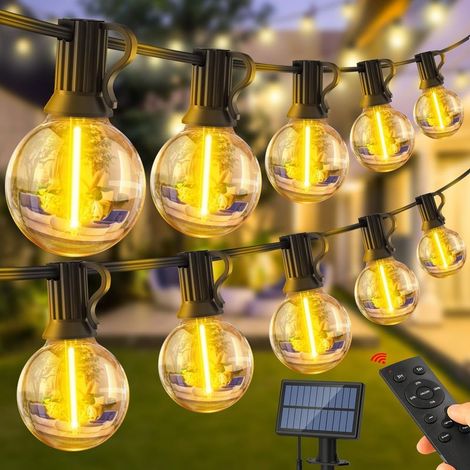 Lampes solaires d'extérieur : ampoule LED G40 de 15 m, lampes solaires de jardin de 15 m avec télécommande pour tonnelle, balcon, fête, terrasse, mariage (1/5)