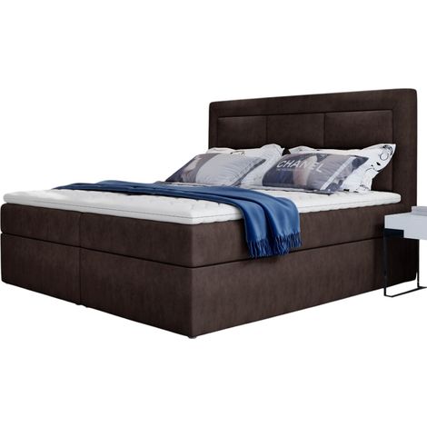 Lit continental tissu marron Balore-140x200 (1/5)