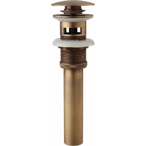 With Overflow - Sink Plug, Retro Pop-up Sink Plug Waste Bronzed Brass Universal Sink Drain Valve Sink Drainer Siphon