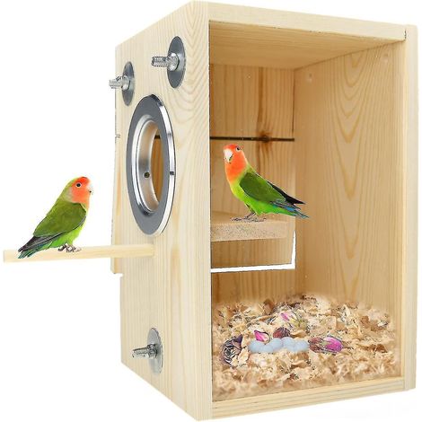 Vogelhaus für Wellensittiche, Vogelhaus aus Holz und transparentem Acryl für Finken, Unzertrennliche, Nymphensittiche, Sittiche und Papageien (1/5)