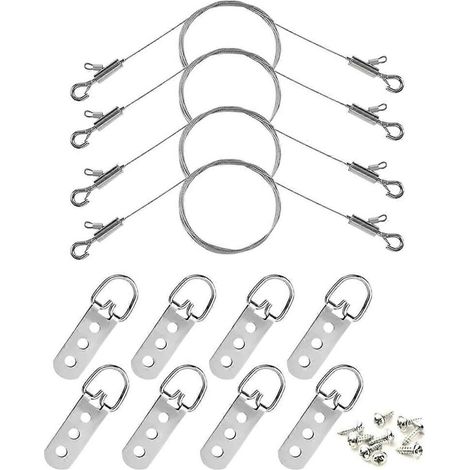 Verstellbarer Aufhängedraht für Bilder und D-Ringe mit kleinen Clips, 8 Dreiloch-D-Ringe mit Schrauben, kompatibel mit AquaForge (1/5)