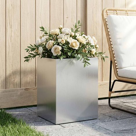 vidaXL Macetero de Jardín Plateado 40 x 30 x 50 cm Acero Galvanizado (1/5)