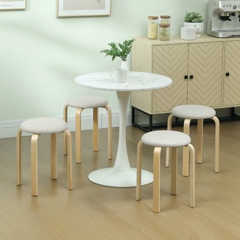 Pack de 4 taburetes apilables 40 x 40 x 45 cm crema blanco DESVIAE (1/5)