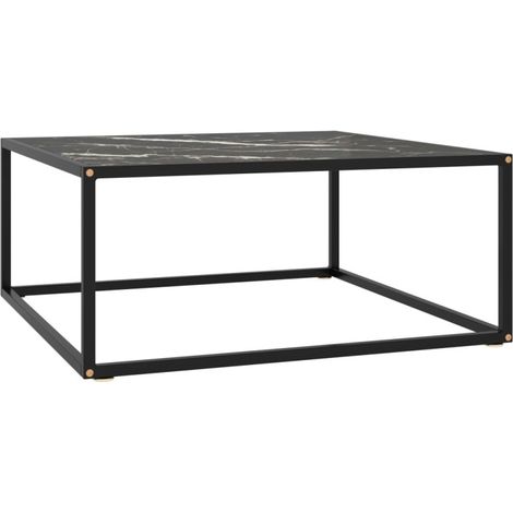 vidaXL Table basse Noir avec verre marbre noir 80x80x35 cm (1/5)
