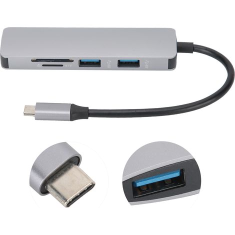 Lecteur de Cartes Mémoire USB-C 6 en 1, Hub Compact avec Ports USB 3.0 et HDMI, Adaptateur YMCH402C (1/5)