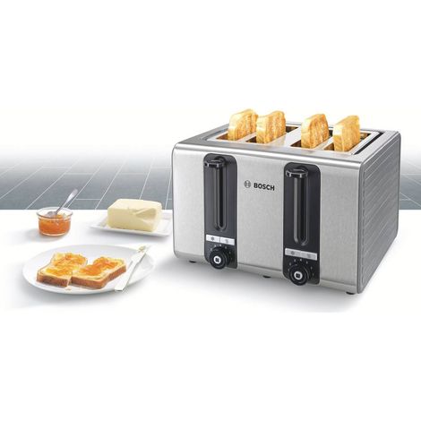 Bosch Haushalt TAT7S45 Grille-pain 4 brûleurs, fonction toast gris, noir (1/3)