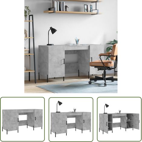 The Living Store Schreibtisch Betongrau 140x50x75 cm Holzwerkstoff - Bürostuhl - Schreibtisch - Home Office - Arbeitsplatzgestaltung - Industriedesign (1/5)