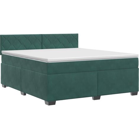 Maison Exclusive - Letto box spring con materasso Verde Scuro 140 x 190 cm Velluto (1/5)