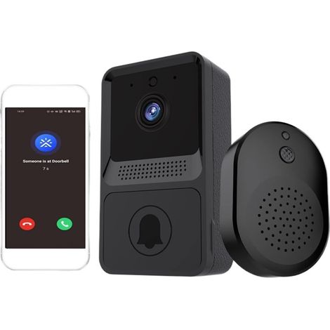 Caméra de sécurité sans fil avec sonnette vidéo Interphone WiFi sonnette caméra extérieure sans fil sonnette de porte alimenté par batterie sécurité à domicile alarme vidéo sonnette moniteur caméra In (1/5)