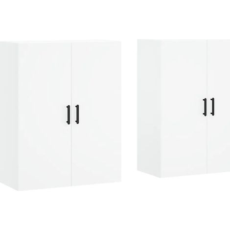 Lote de 2 armarios de pared elegantes almacenamiento práctico 69,5 x 34 x 90 cm madera contrachapada blanco 020055363 (1/5)