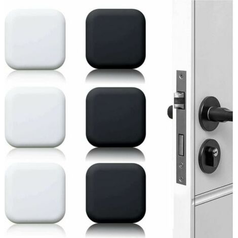 Butoir de porte mural grand 6 pièces tampon de porte autocollant en caoutchouc blanc/noir 45mm×45mm tampon de poignée de porte tampon mural pour poignées de porte contre butée de porte (1/4)