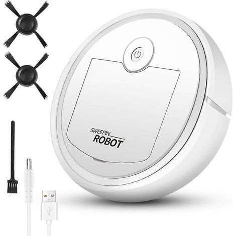 Aspirateur robot intelligent et silencieux pour sols et tapis, blanc. (1/4)