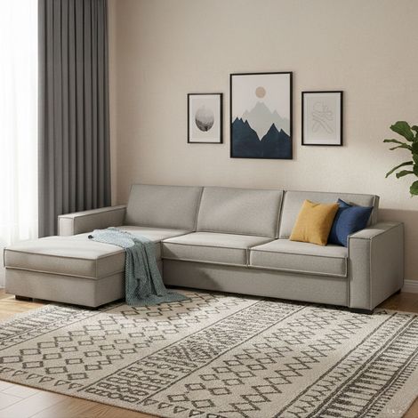 Talamo Italia Sofa cama Adima, Sofá de esquina, 100% Made in Italy, Sofá con apertura giratoria, Península contenedor izquierda, con reposabrazos delgados, Cm 260x95h90, Gris, con embalaje reforzado (1/5)