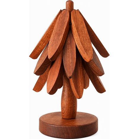 Dessous de plat motif sapin de Noël en bois massif idée cadeau (1/5)