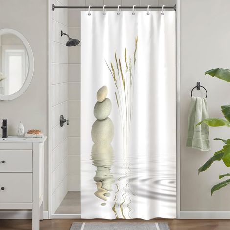 1 Rideau Douche, 90x180cm, Tissu Polyester, Imperméable, Anti Moisissure, Salle de Bain (1/5)