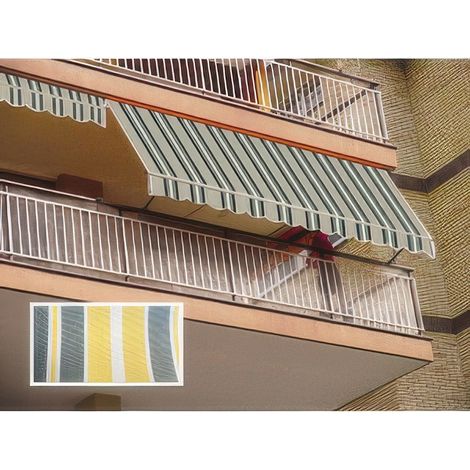 Store � Descente Verticale 100 x 250 cm Motif P3002 en Aluminium Blanc avec Manivelle