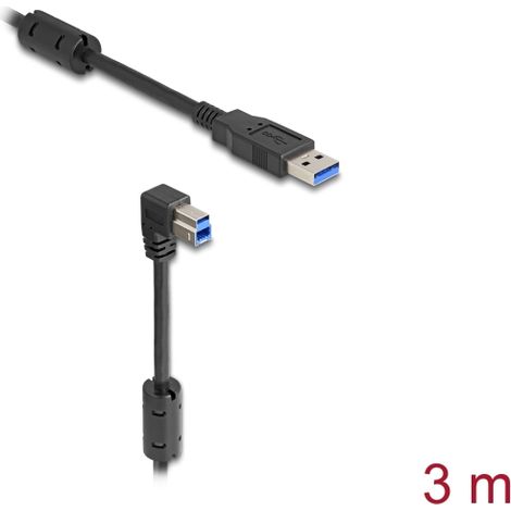 Delock Cable USB 5 Gbps Tipo-A macho a Tipo-B macho 90Â° acodado hacia abajo 3 m