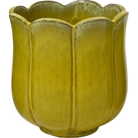 PORTAVASO BLOSSOM D.32,5XH33CM GIALLO TERRACOTTA (1/2)