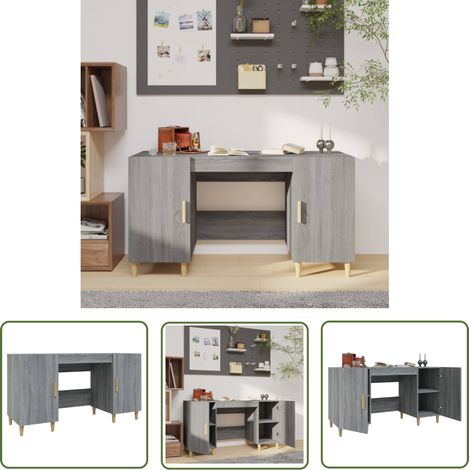 Furniture Limited - Bureau Sonoma gris 140x50x75 cm Bois d'ingéni (1/5)